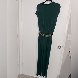 Jennifer Lopez Green Jumpsuit with Gold Belt